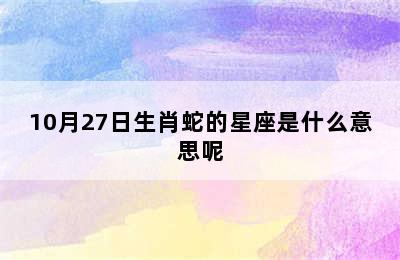 10月27日生肖蛇的星座是什么意思呢