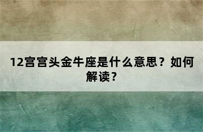 12宫宫头金牛座是什么意思？如何解读？