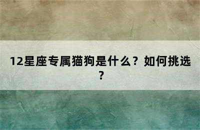 12星座专属猫狗是什么？如何挑选？