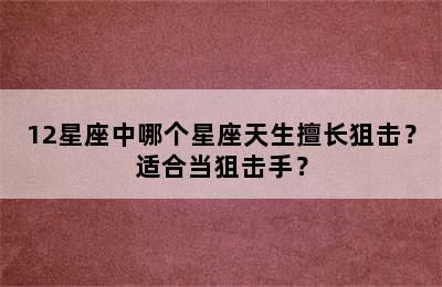 12星座中哪个星座天生擅长狙击？适合当狙击手？