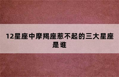 12星座中摩羯座惹不起的三大星座是谁