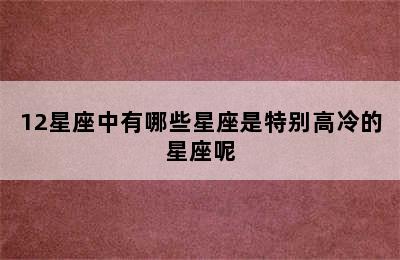 12星座中有哪些星座是特别高冷的星座呢