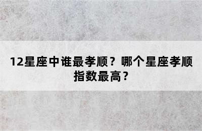 12星座中谁最孝顺？哪个星座孝顺指数最高？