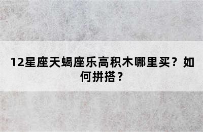12星座天蝎座乐高积木哪里买？如何拼搭？