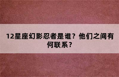 12星座幻影忍者是谁？他们之间有何联系？