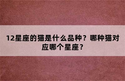 12星座的猫是什么品种？哪种猫对应哪个星座？