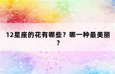 12星座的花有哪些？哪一种最美丽？