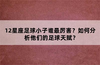 12星座足球小子谁最厉害？如何分析他们的足球天赋？