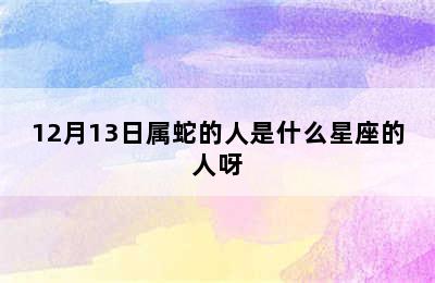 12月13日属蛇的人是什么星座的人呀