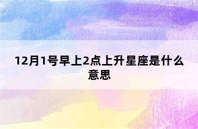 12月1号早上2点上升星座是什么意思