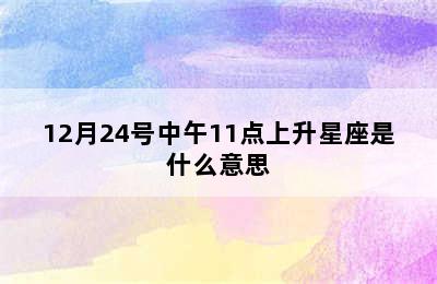 12月24号中午11点上升星座是什么意思