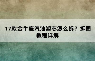 17款金牛座汽油滤芯怎么拆？拆图教程详解