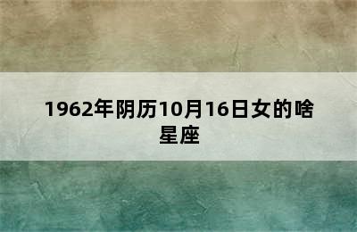 1962年阴历10月16日女的啥星座