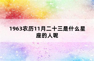 1963农历11月二十三是什么星座的人呢