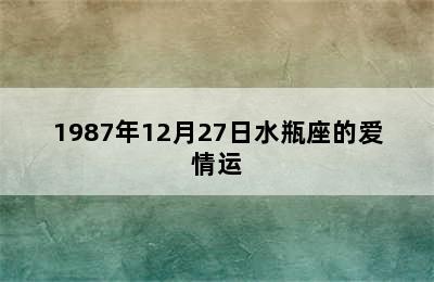 1987年12月27日水瓶座的爱情运