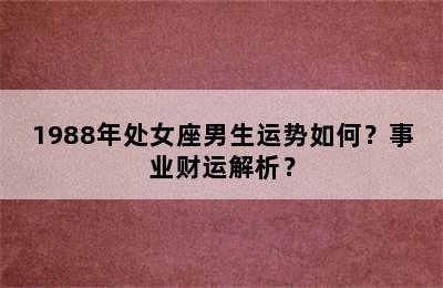 1988年处女座男生运势如何？事业财运解析？