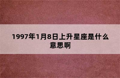 1997年1月8日上升星座是什么意思啊