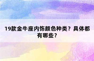 19款金牛座内饰颜色种类？具体都有哪些？