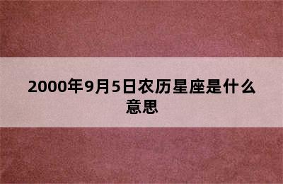 2000年9月5日农历星座是什么意思