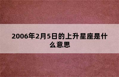 2006年2月5日的上升星座是什么意思