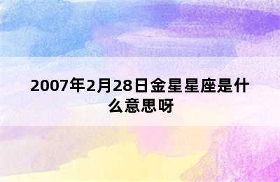 2007年2月28日金星星座是什么意思呀