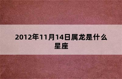 2012年11月14日属龙是什么星座