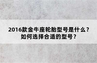 2016款金牛座轮胎型号是什么？如何选择合适的型号？