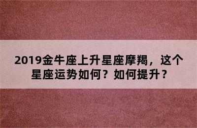 2019金牛座上升星座摩羯，这个星座运势如何？如何提升？