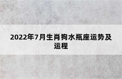 2022年7月生肖狗水瓶座运势及运程