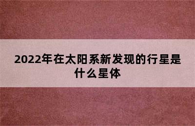 2022年在太阳系新发现的行星是什么星体