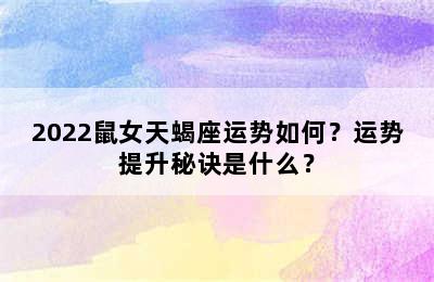 2022鼠女天蝎座运势如何？运势提升秘诀是什么？