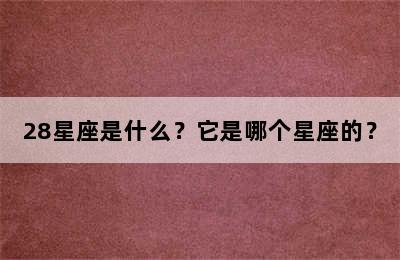 28星座是什么？它是哪个星座的？