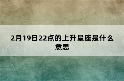 2月19日22点的上升星座是什么意思