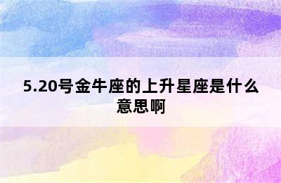 5.20号金牛座的上升星座是什么意思啊