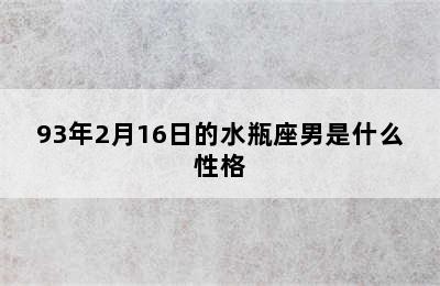 93年2月16日的水瓶座男是什么性格