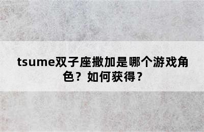 tsume双子座撒加是哪个游戏角色？如何获得？
