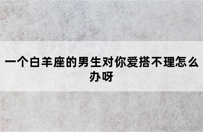 一个白羊座的男生对你爱搭不理怎么办呀