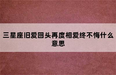 三星座旧爱回头再度相爱终不悔什么意思