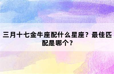 三月十七金牛座配什么星座？最佳匹配是哪个？