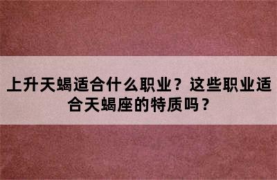 上升天蝎适合什么职业？这些职业适合天蝎座的特质吗？