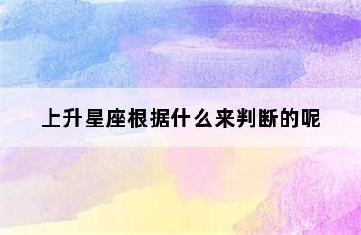 上升星座根据什么来判断的呢