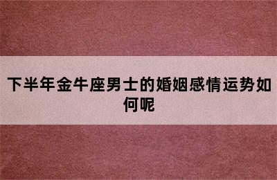 下半年金牛座男士的婚姻感情运势如何呢