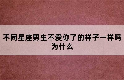 不同星座男生不爱你了的样子一样吗为什么