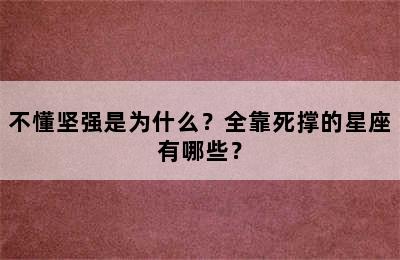 不懂坚强是为什么？全靠死撑的星座有哪些？