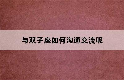 与双子座如何沟通交流呢