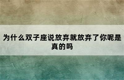 为什么双子座说放弃就放弃了你呢是真的吗