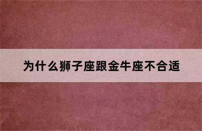 为什么狮子座跟金牛座不合适