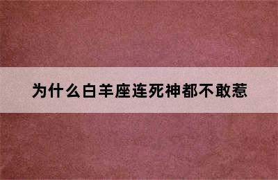 为什么白羊座连死神都不敢惹