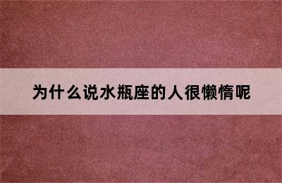 为什么说水瓶座的人很懒惰呢