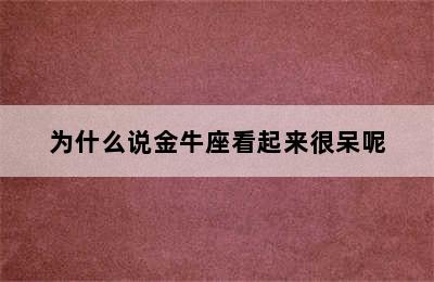 为什么说金牛座看起来很呆呢